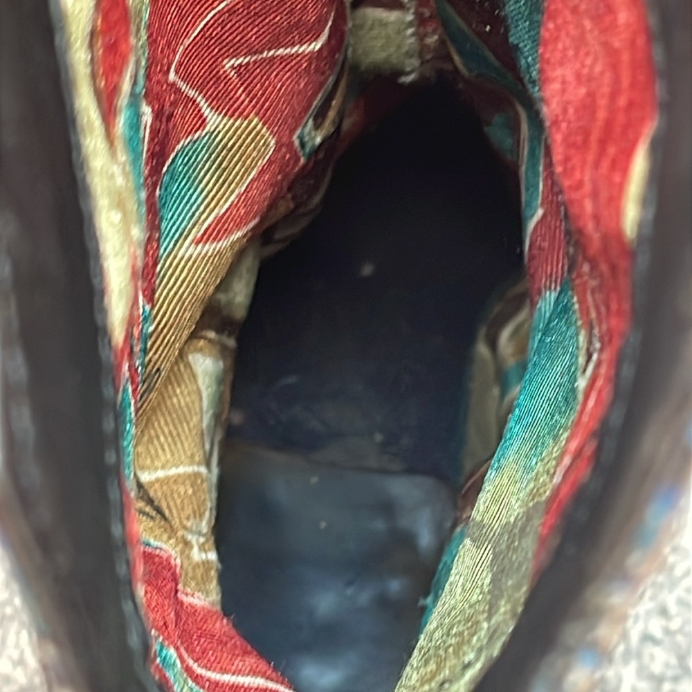SOLD:  Zodiac Blue Green Magenta Floral Embossed Cowboy Boots Vintage Women's 6 - Picture 7 of 16